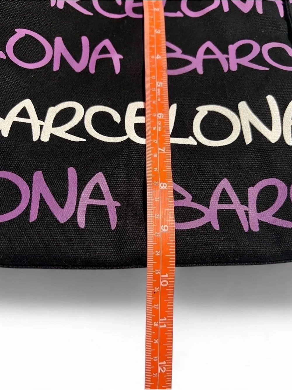 Robin Ruth Black Tote with Purple & White Barcelona Script